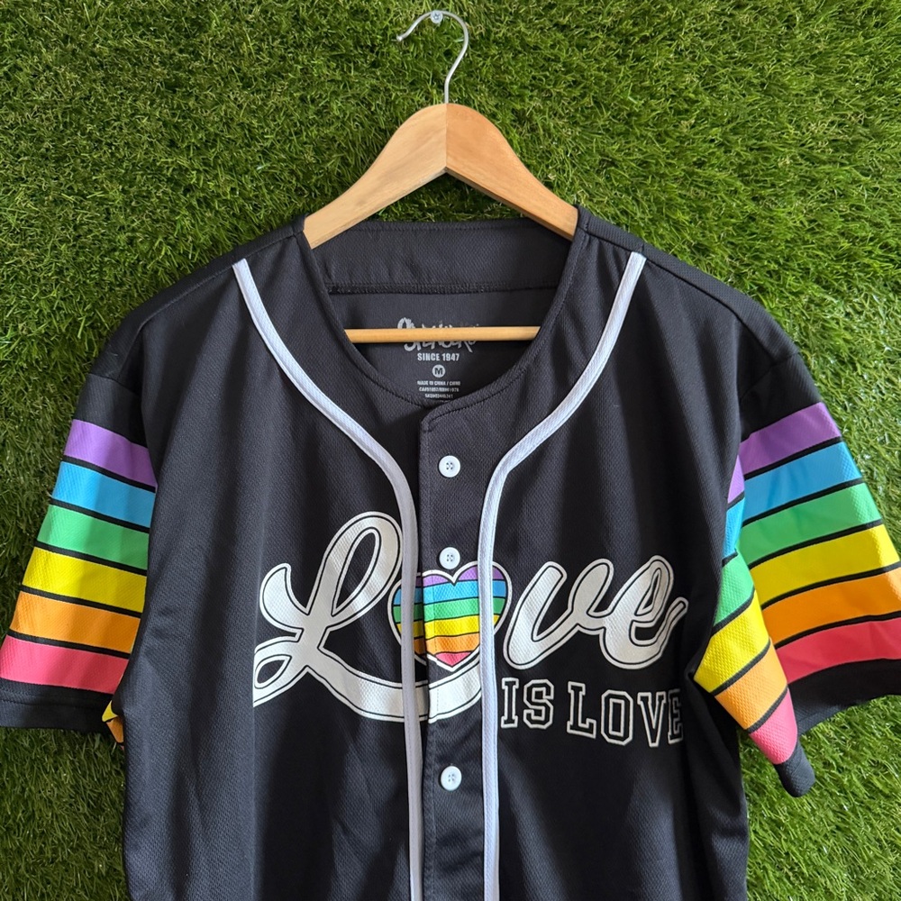 Love is Love Baseball Jersey Short Sleeve Button Up Spencer’s Pride - Picture 3 of 6